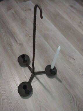 Vintage Hand Forged Iron Candelabra Rustic Goth